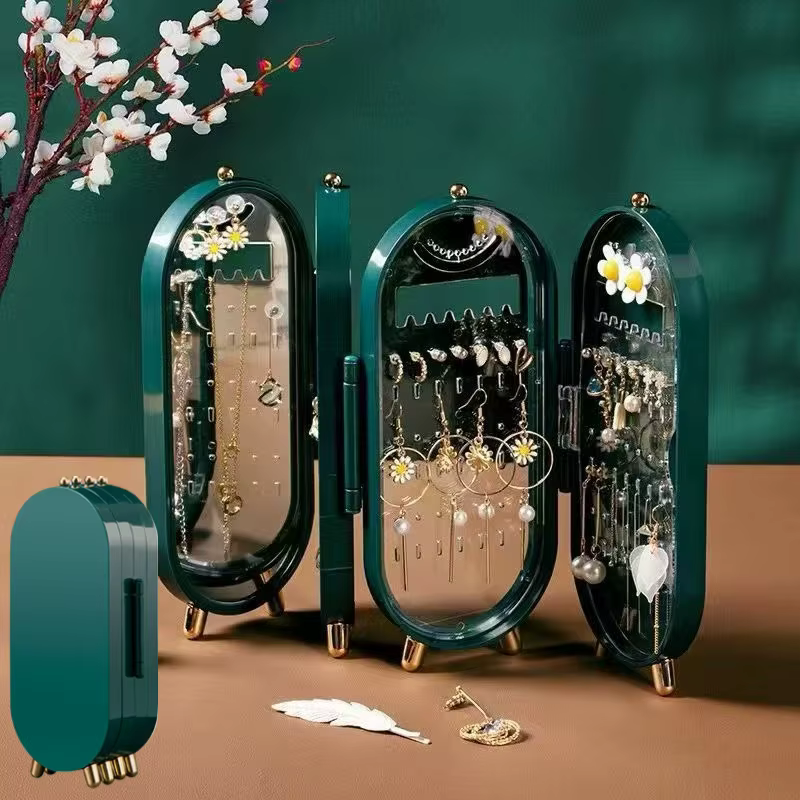 Boîte à bijoux pliable avec miroir