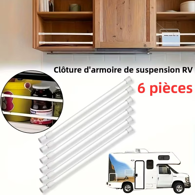 Barres de sécurité réglables pour clôture d'armoire RV
