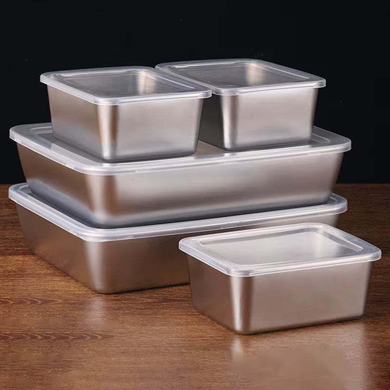 Boîte de stockage de viande de réfrigérateur d'acier inoxydable