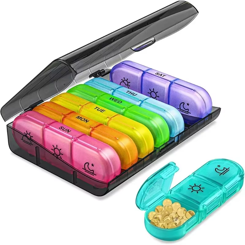 1 ensemble boîte à pilules 7 jours organisateur 21 grilles 3 fois un jour Portable voyage avec grands compartiments pour vitamines médecine huiles de poisson