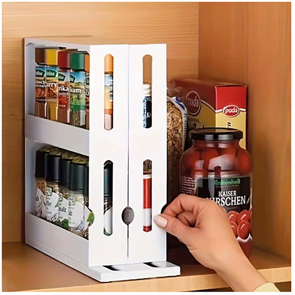 Étagère de rangement rotative multifonction à 2 niveaux pour épices