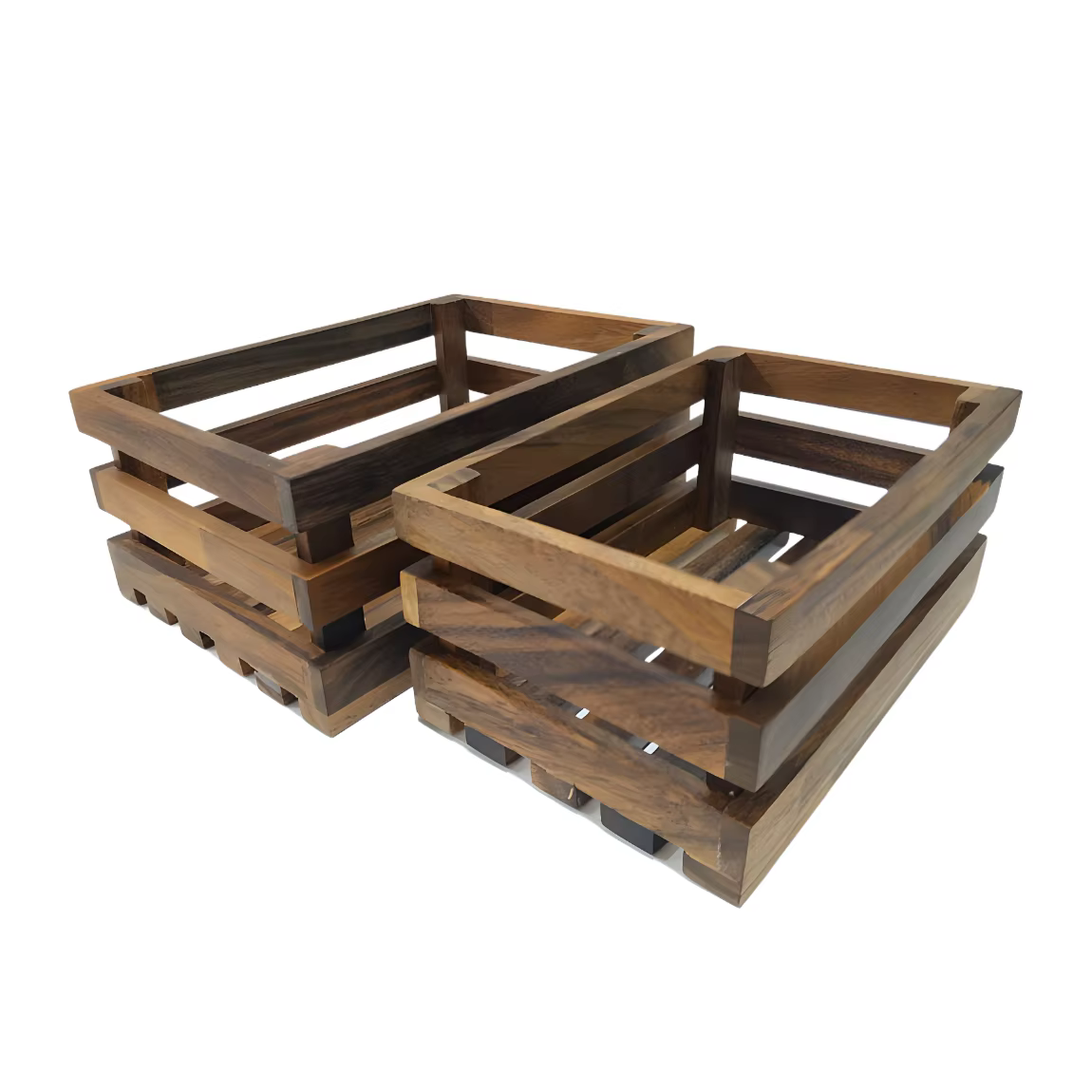 2 caisses de rangement en bois