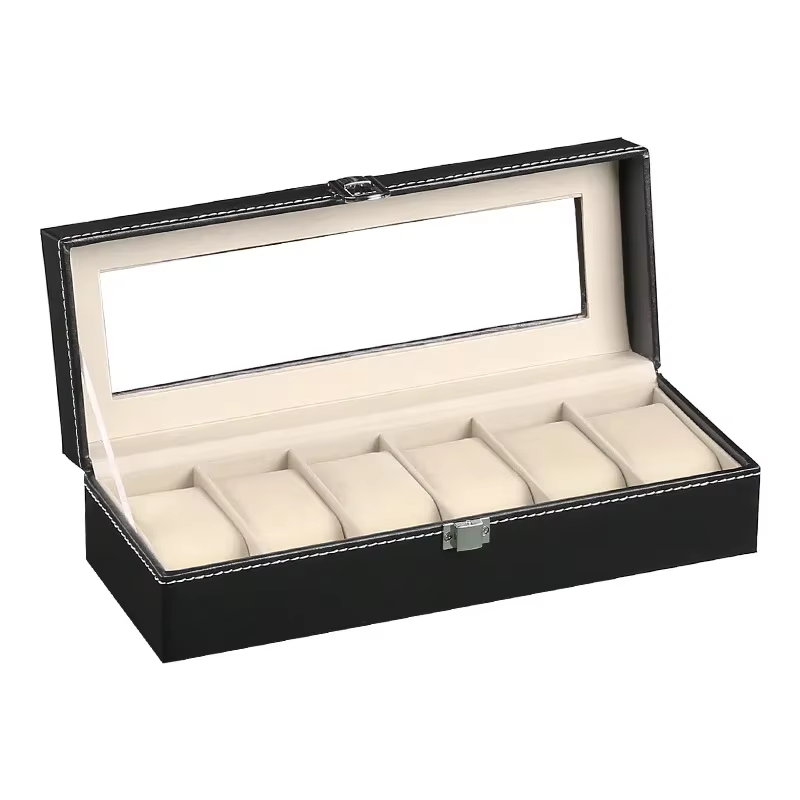 Boîte de rangement pour montres en cuir PU