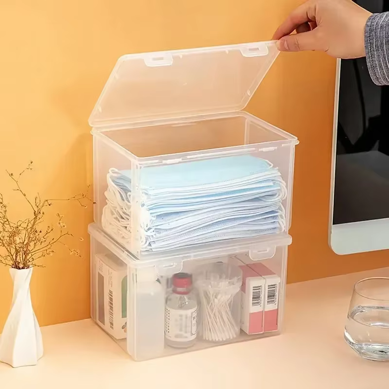 Lot de 2 boîtes à crayons transparentes