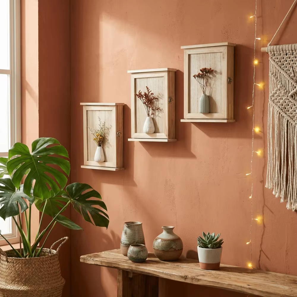 Boîte de rangement murale en bois pour clés
