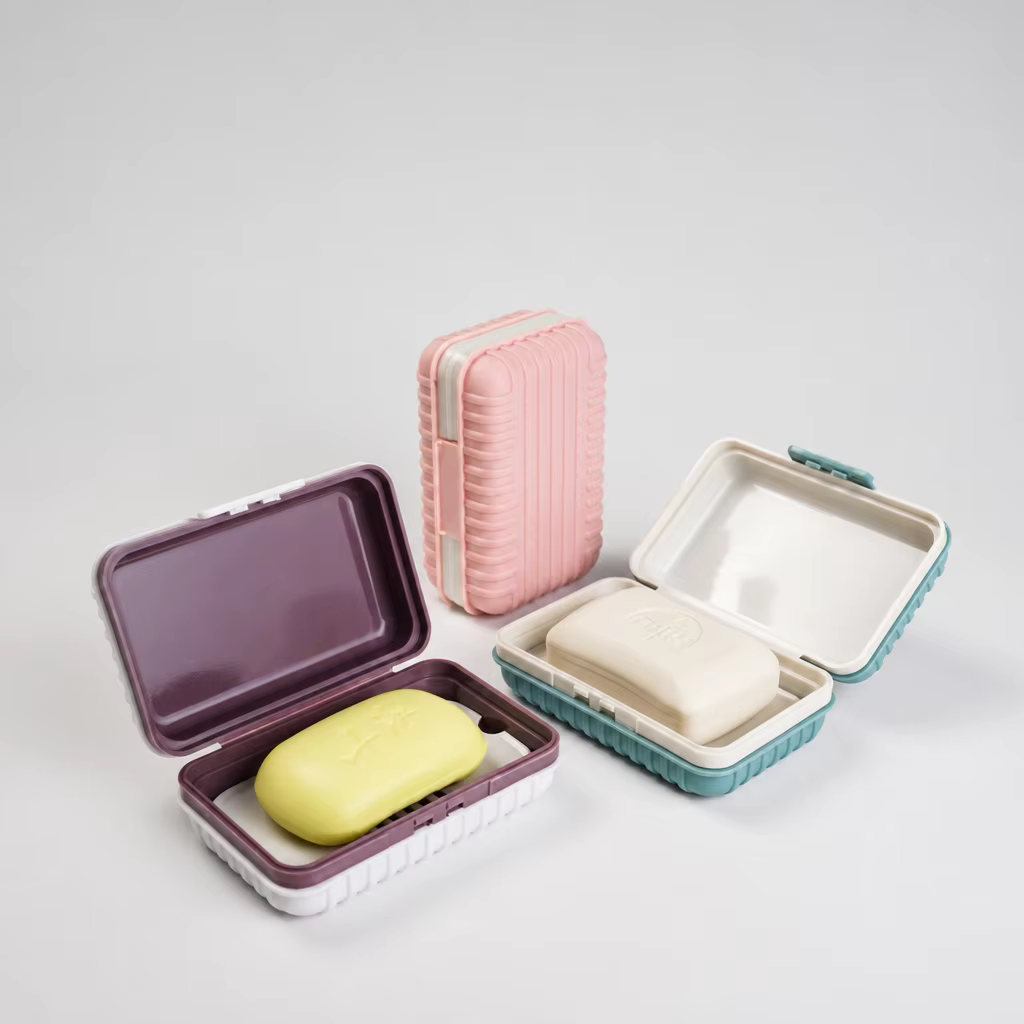 Boîte à savon en plastique pour salle de bain avec couvercle