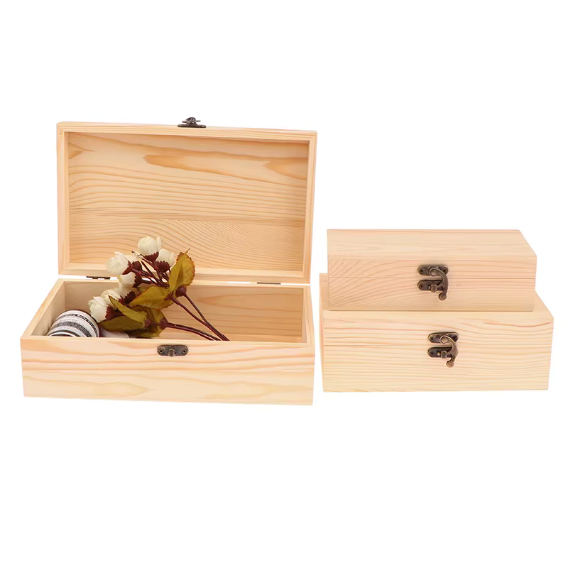 Boîte de rangement rectangulaire en bois