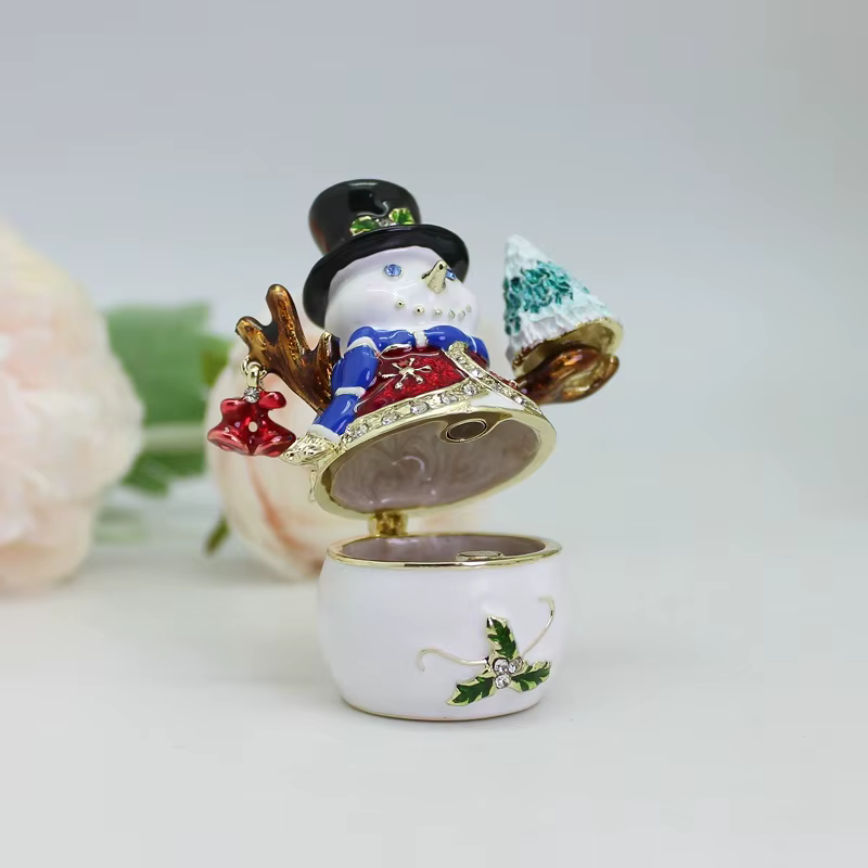Boîte à bibelots en métal bonhomme de neige