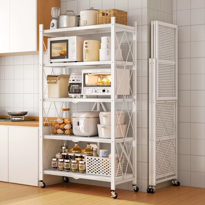 Étagère de rangement pliable multi-niveaux sans assemblage
