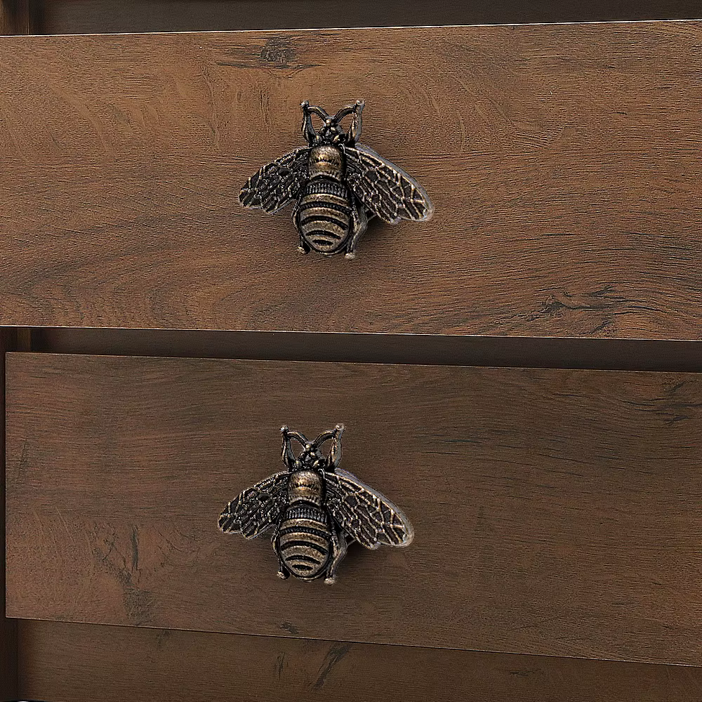 Paquet de 6 poignées en métal rétro pour tiroir d'armoire à bijoux en forme d'abeille