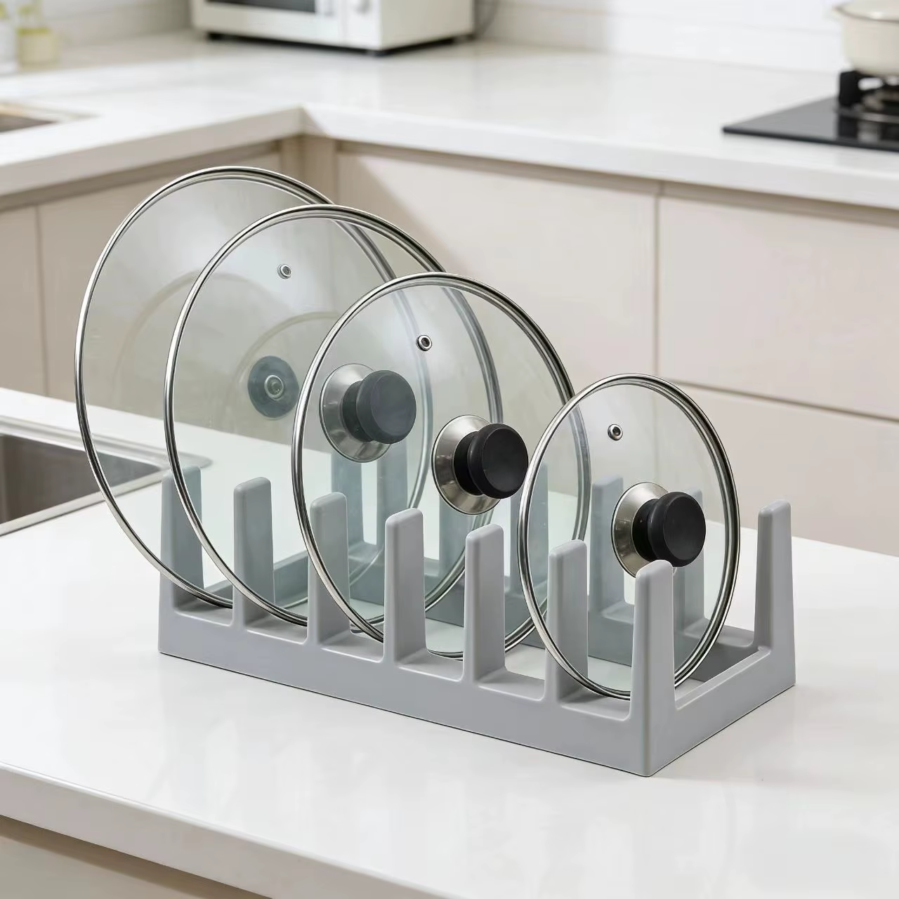 Étagère suspendue multifonctionnelle et peu encombrante compatible - Support pour couvercles de casseroles et égouttoir