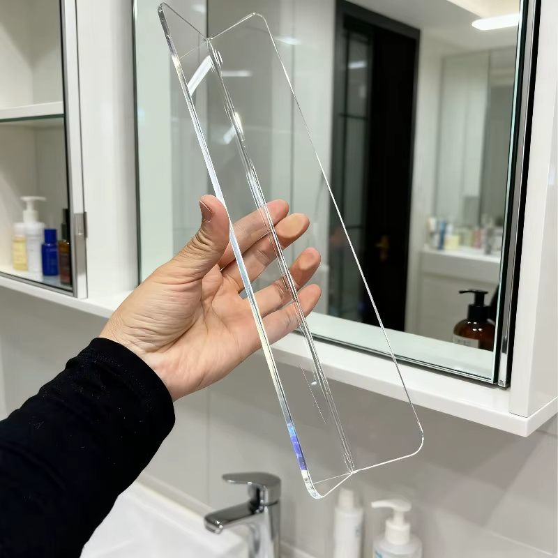 Déflecteur d'armoire à miroir de salle de bain en forme de L en acrylique