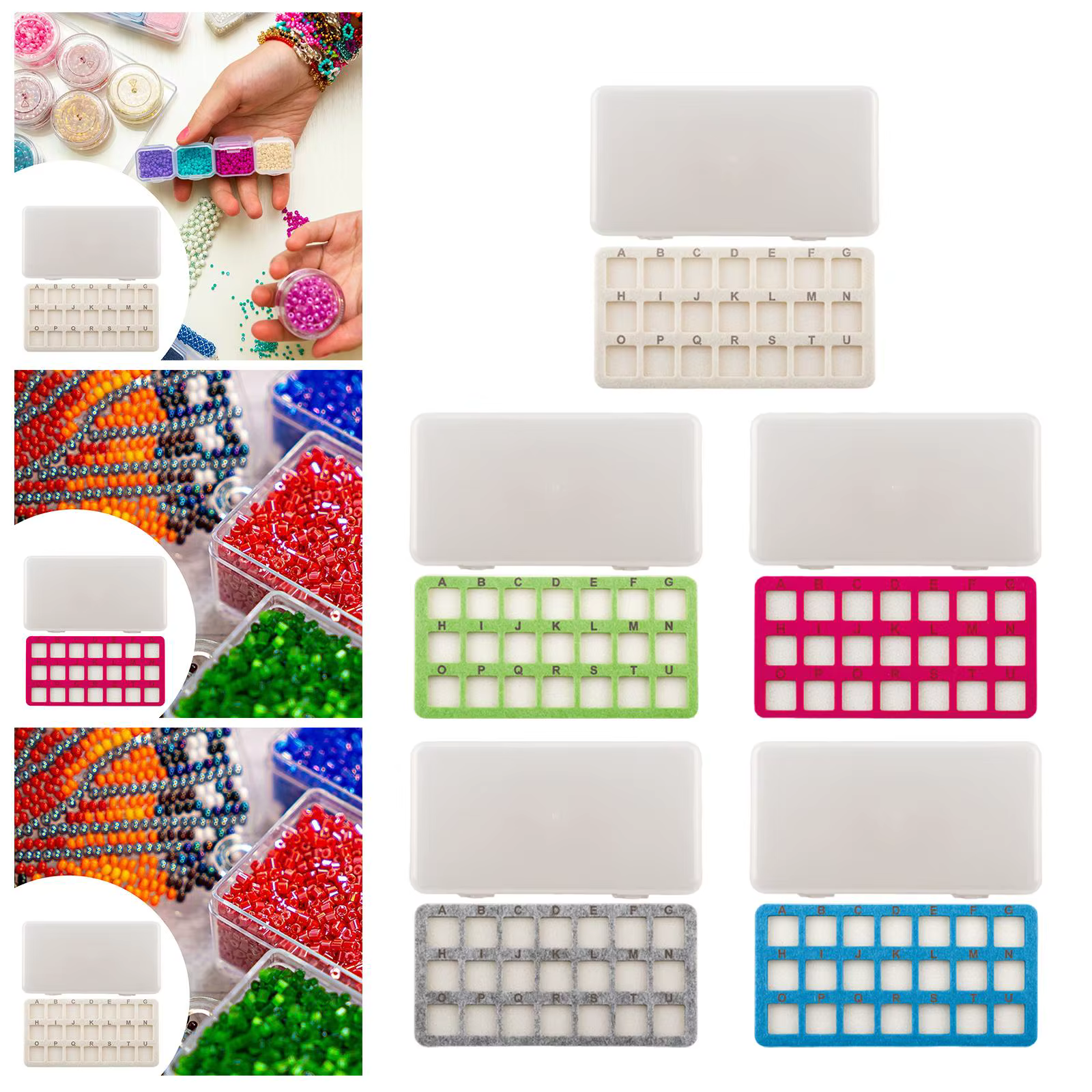 Tapis de rangement de perles 21 grilles