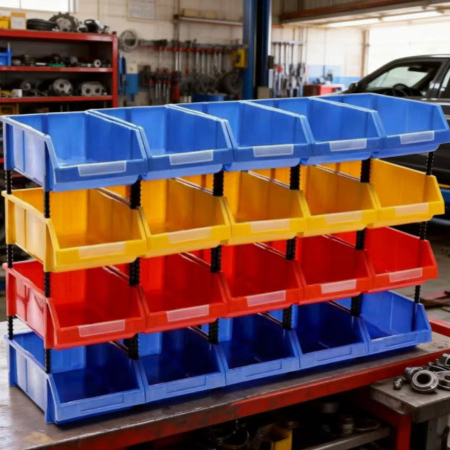 Bacs de rangement empilables pour matériel | Étagère murale robuste - Organisateur pour garage