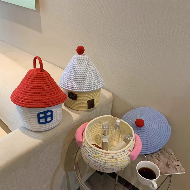 Mir de rangement tissé en fil de coton de style bohème