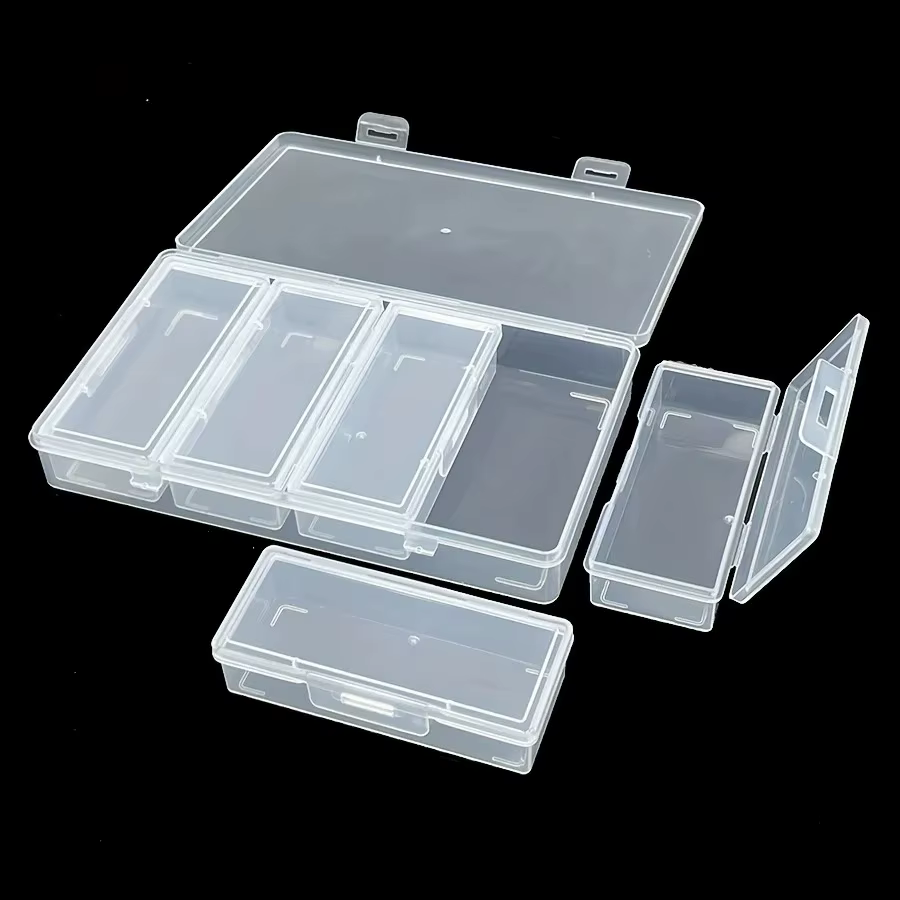 Boîte de rangement en plastique transparent avec 4 séparateurs réglables - Conteneur pour fournitures d'artisanat et de couture avec compartiments amovibles