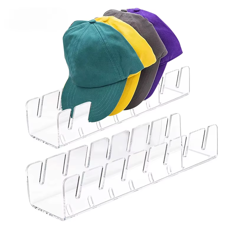 Présentoir de casquettes de baseball en acrylique T1 avec fentes
