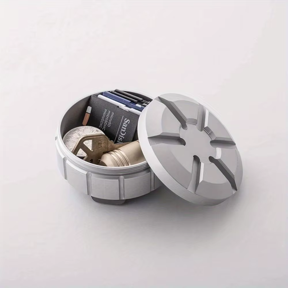 Boîte de rangement portable étanche ronde en acier inoxydable