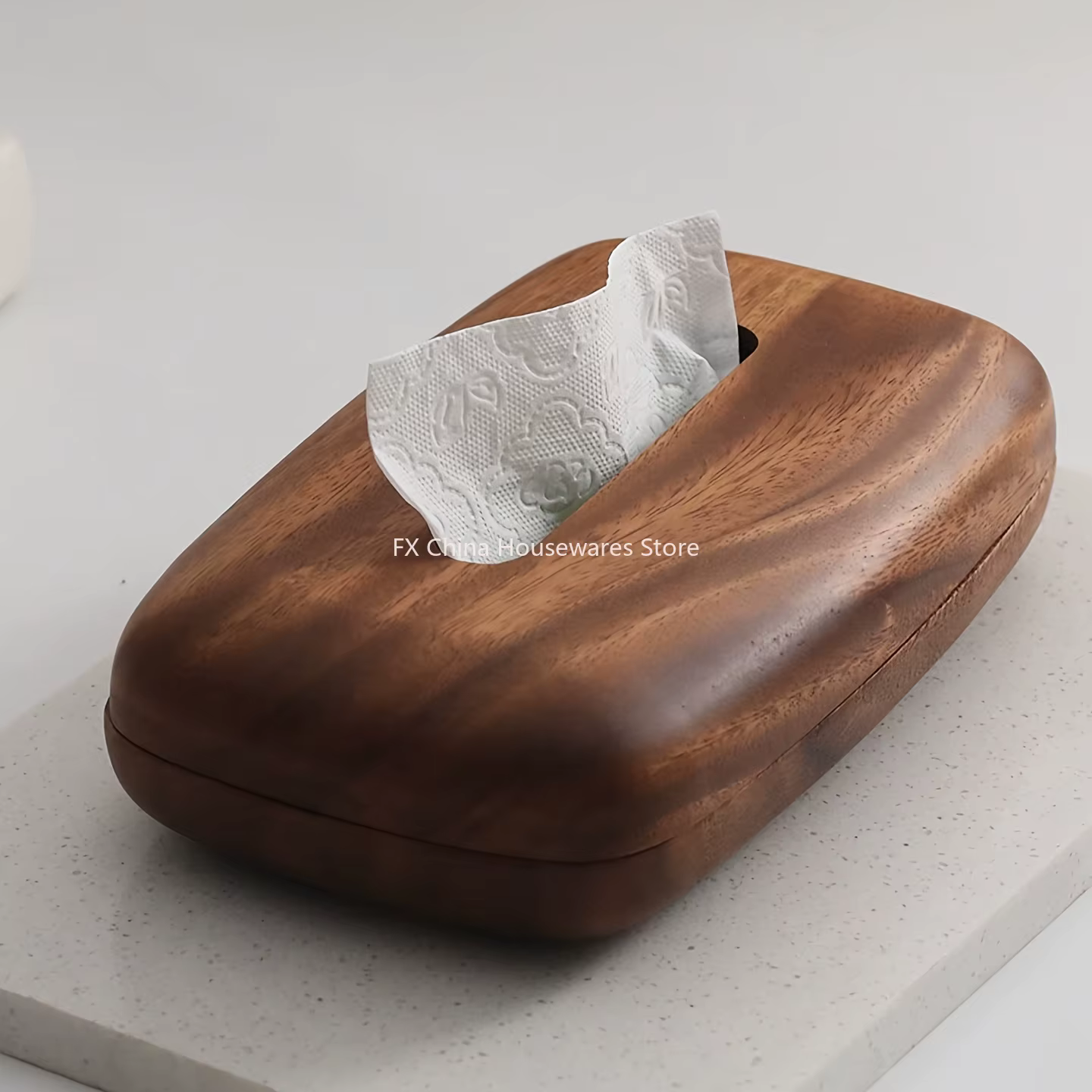 Boîte à mouchoirs en bois de noyer