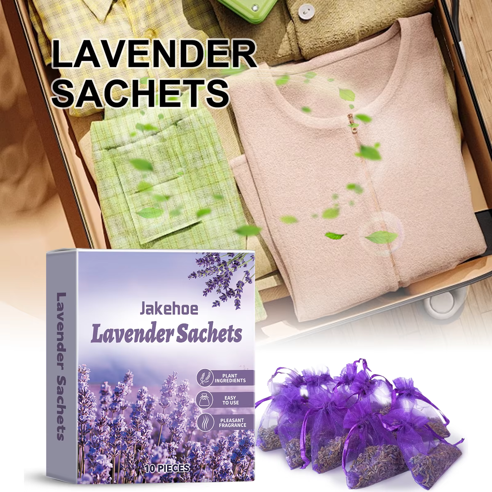 Sachets de lavande pour désodorisant de placard, sacs purificateurs d'air naturels avec désodorisant de parfum Floral longue durée pour tiroir de voiture, 10 pièces