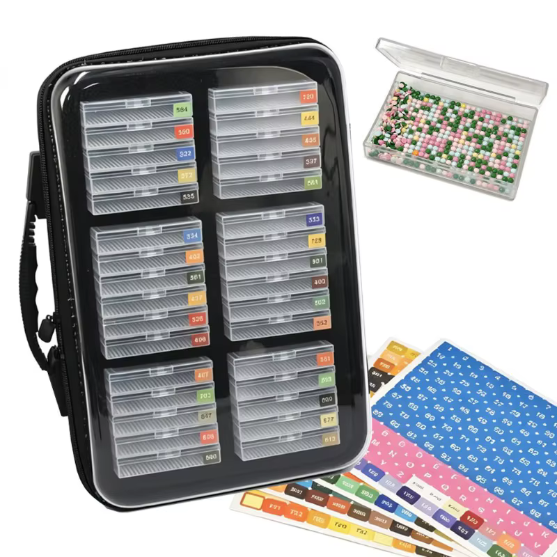 Ensemble de boîtes de rangement transparentes pour peinture diamant avec sac à poignée