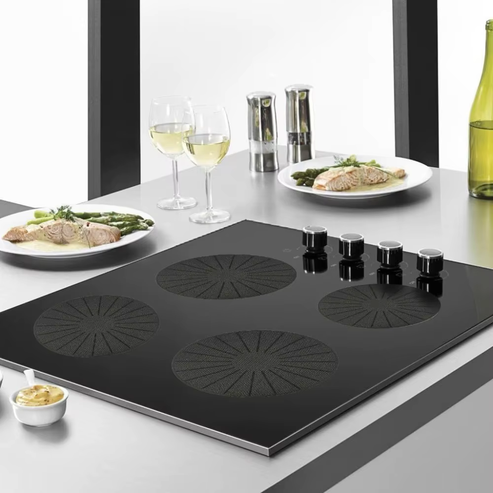 Tapis de protection rond pour plaque à induction en silicone et fibre de verre