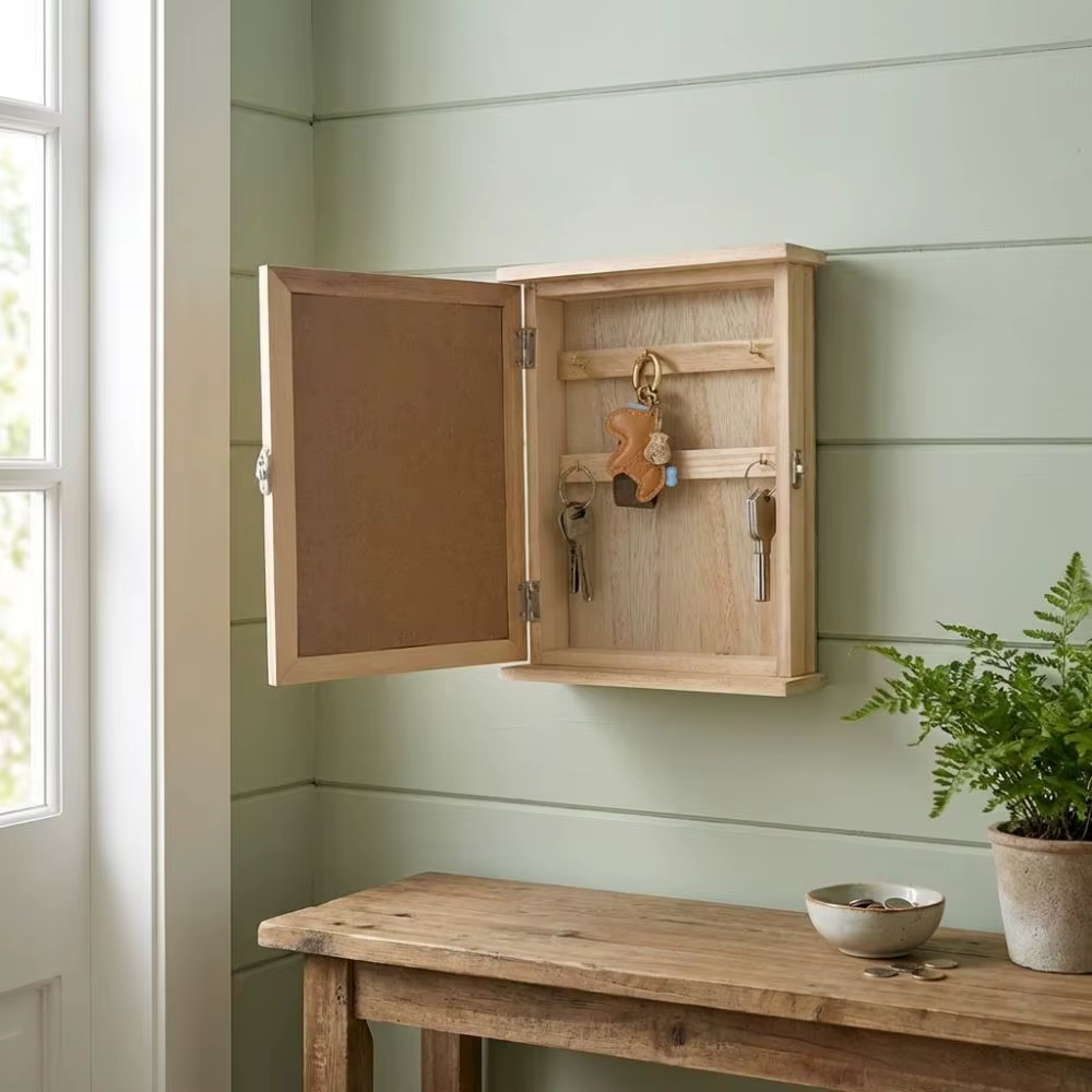 Boîte de rangement murale en bois pour clés