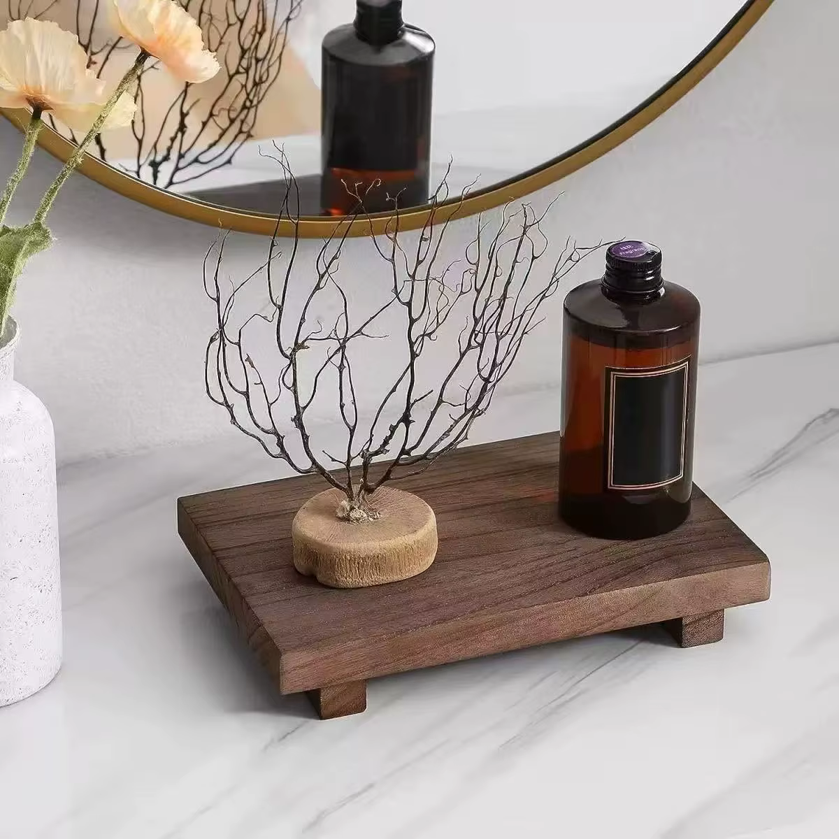 Plateau décoratif en bois vintage