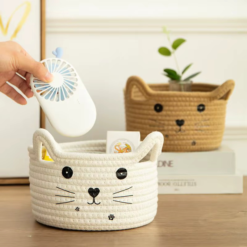 Paniers de rangement mignons en coton tissé
