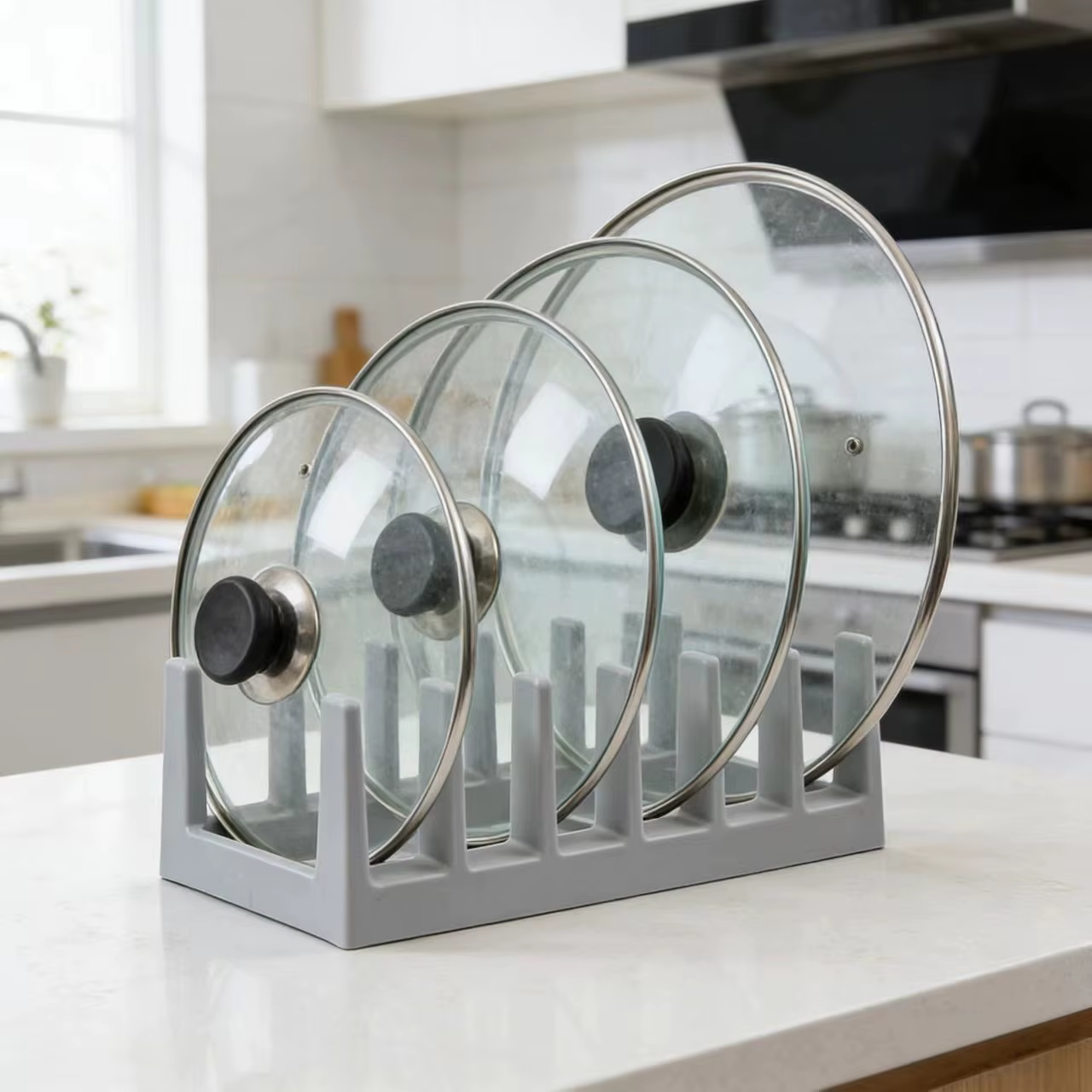 Organisateur de placard de cuisine pour couvercles de contenants alimentaires