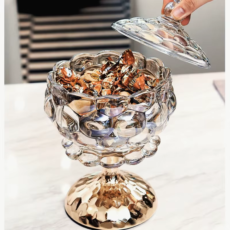 Pot de stockage en verre avec Base en métal