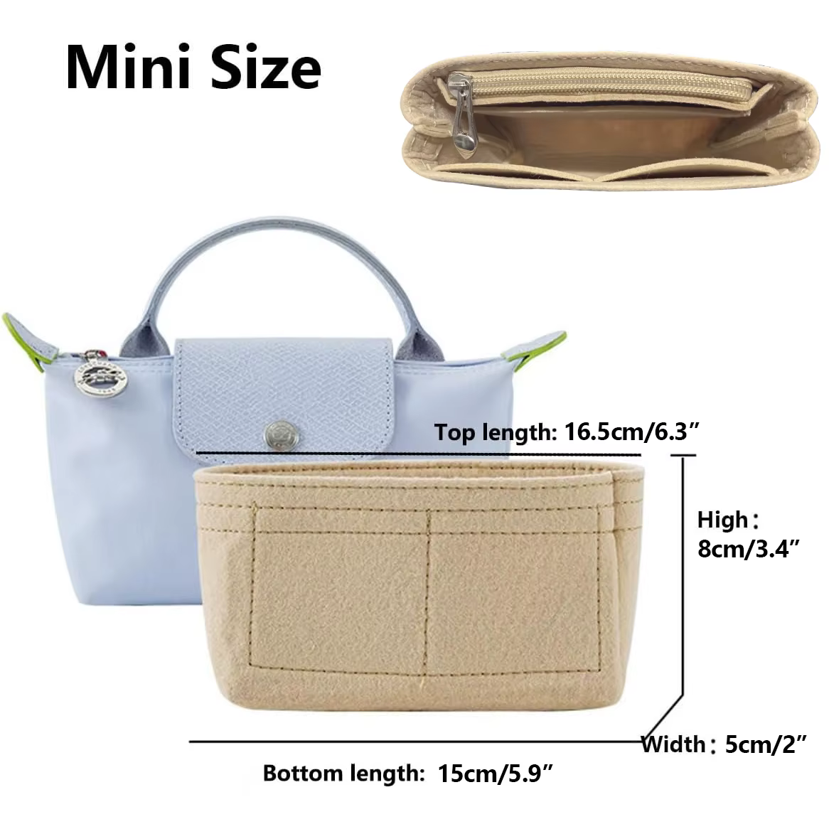 Organisateur de sac pour Longchamp Small Tote Bag Timid