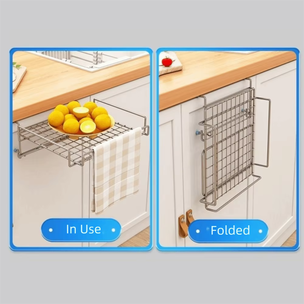 Étagère de rangement pliable en acier inoxydable