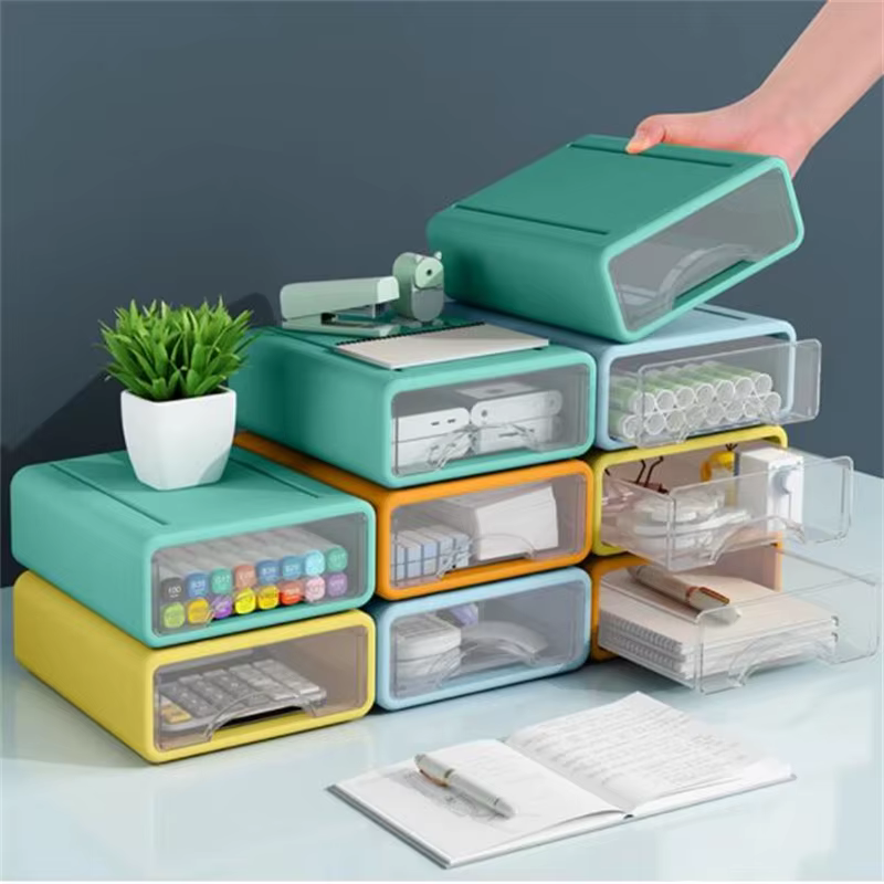 Type de tiroir conteneur de rangement en plastique empilable bureau placard organisateur boîte cosmétiques