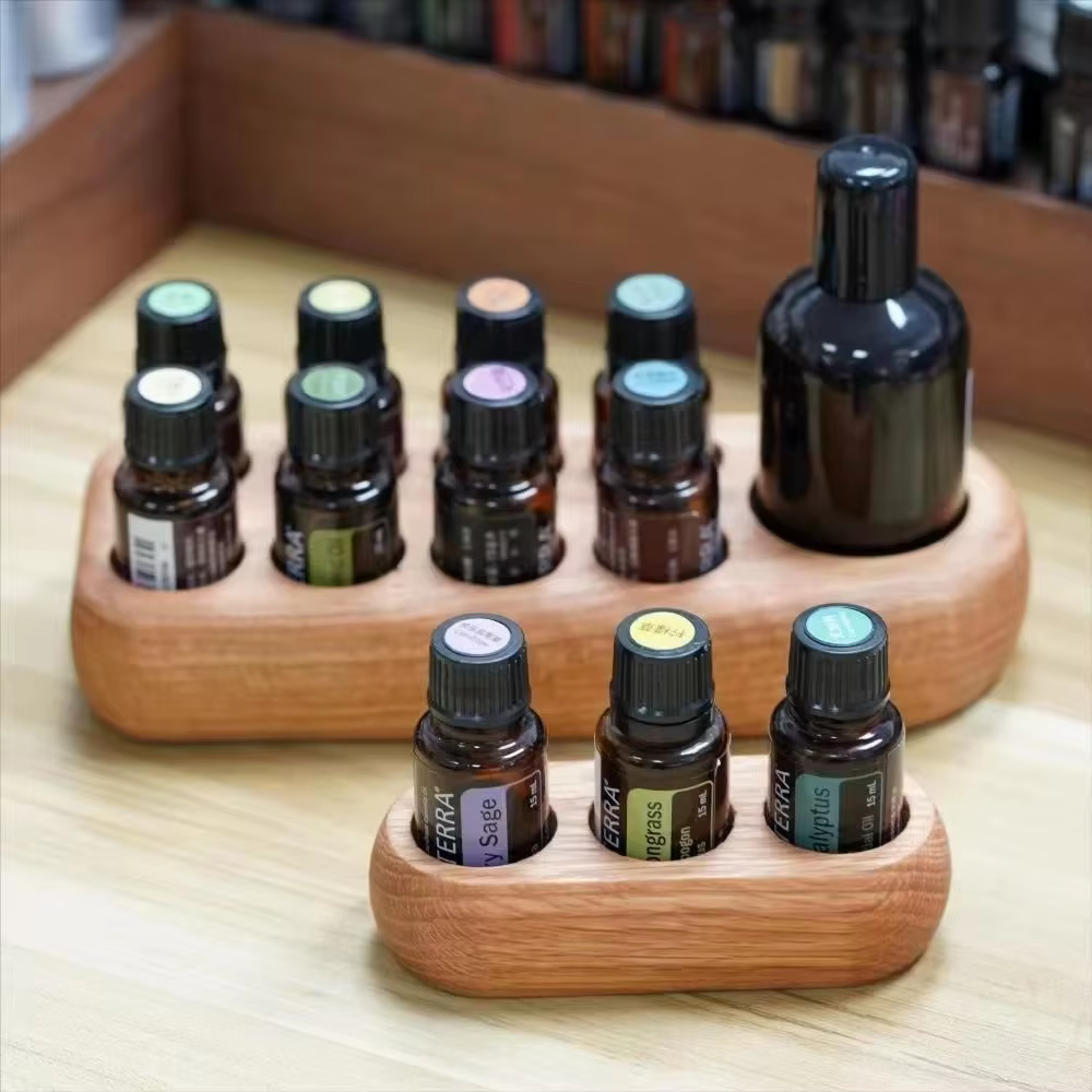 Étagère de rangement portable pour huiles essentielles en bois