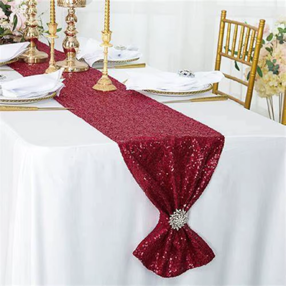 Chemin de table à sequins 180x30 cm / 12x72 pouces pour mariage