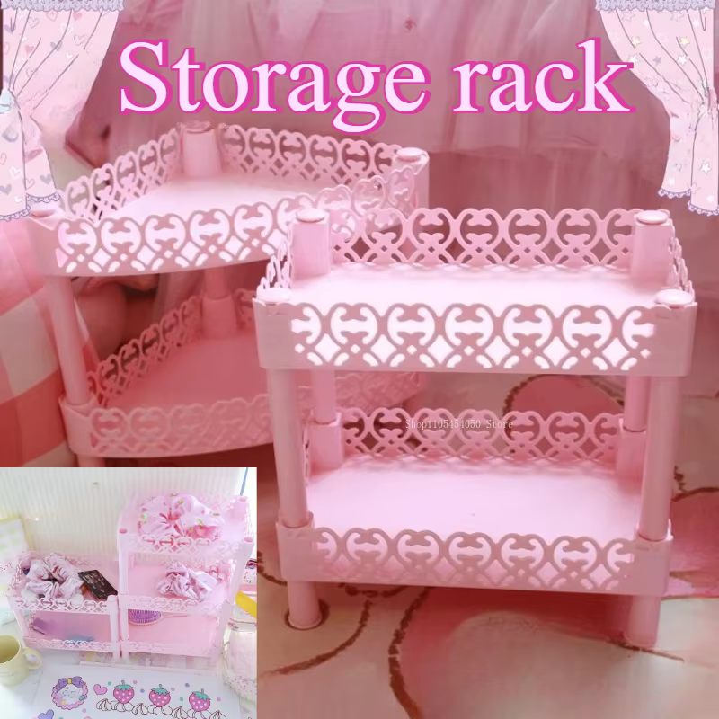 Étagère de rangement rose à 2 ou 3 niveaux