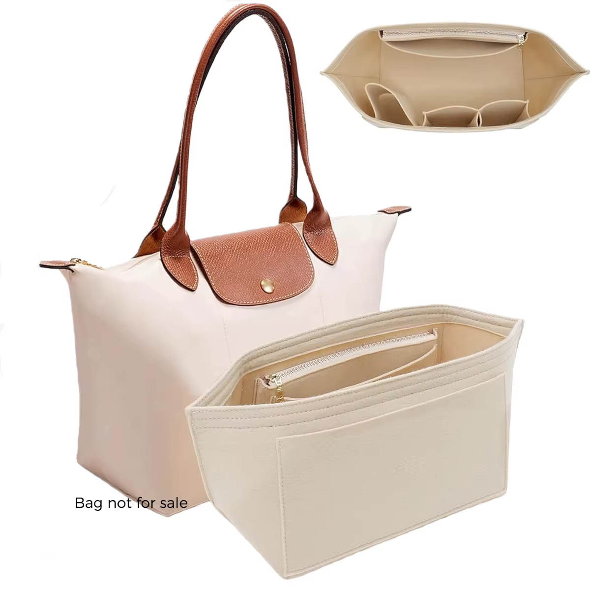 Insert organisateur pour sac fourre-tout Longchamp Le Pliage L et sac à main M