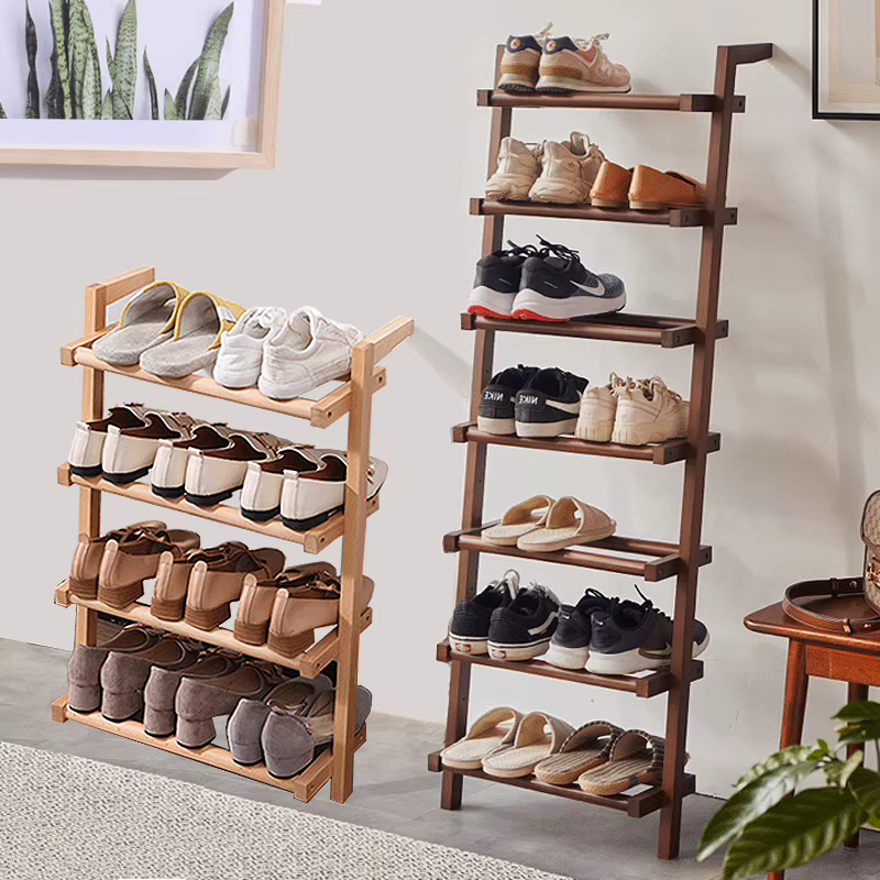 Étagère à chaussures d'entrée en bois japonaise