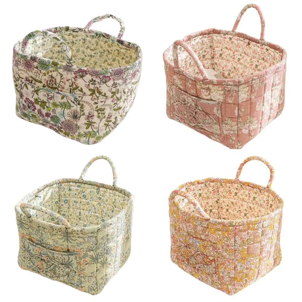 Panier de rangement en tissu à motif floral