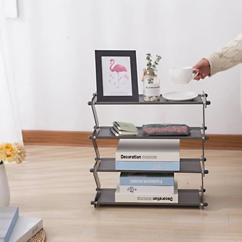 Étagère de rangement pour chaussures multicouche en forme de Z en acier inoxydable
