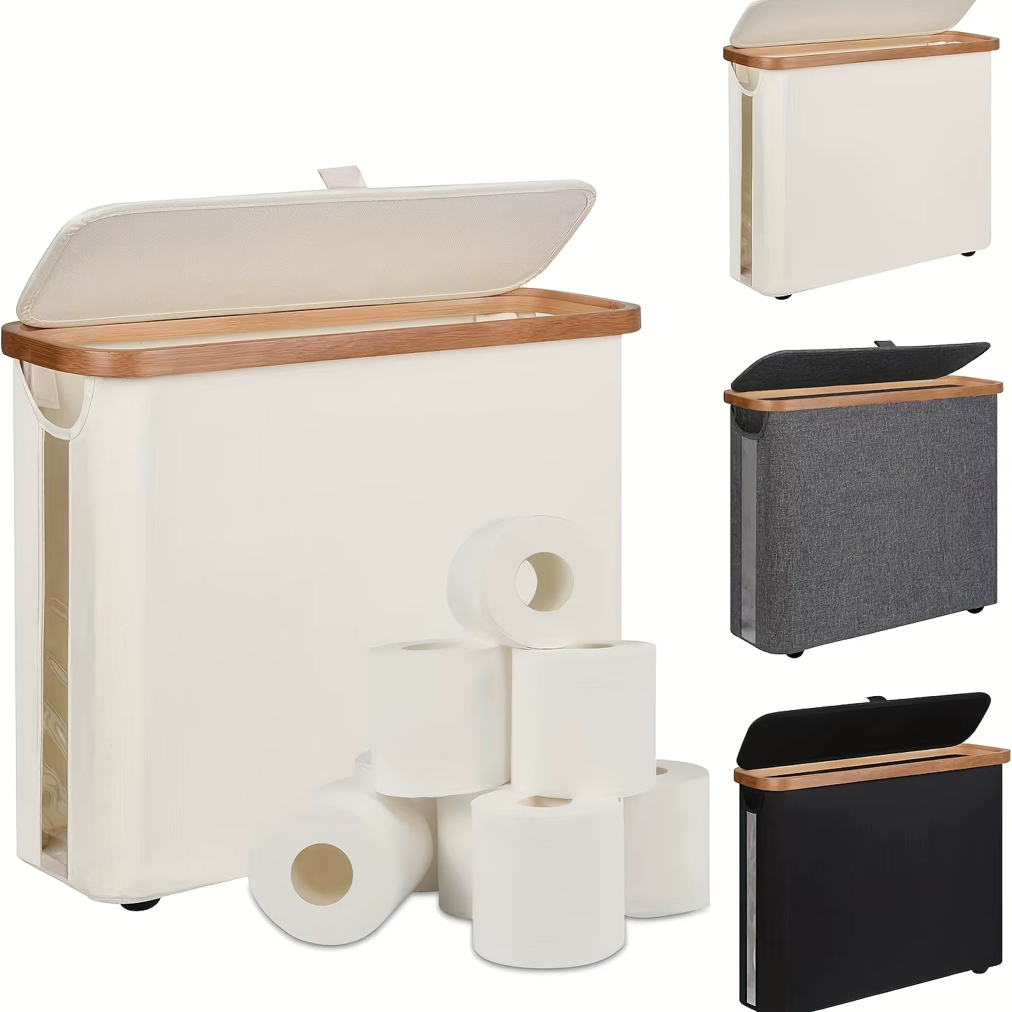 Panier de rangement pour papier toilette avec couvercle