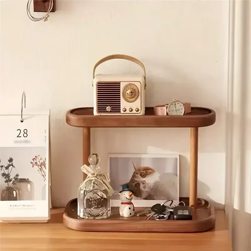Étagère de rangement en bois à 2 niveaux