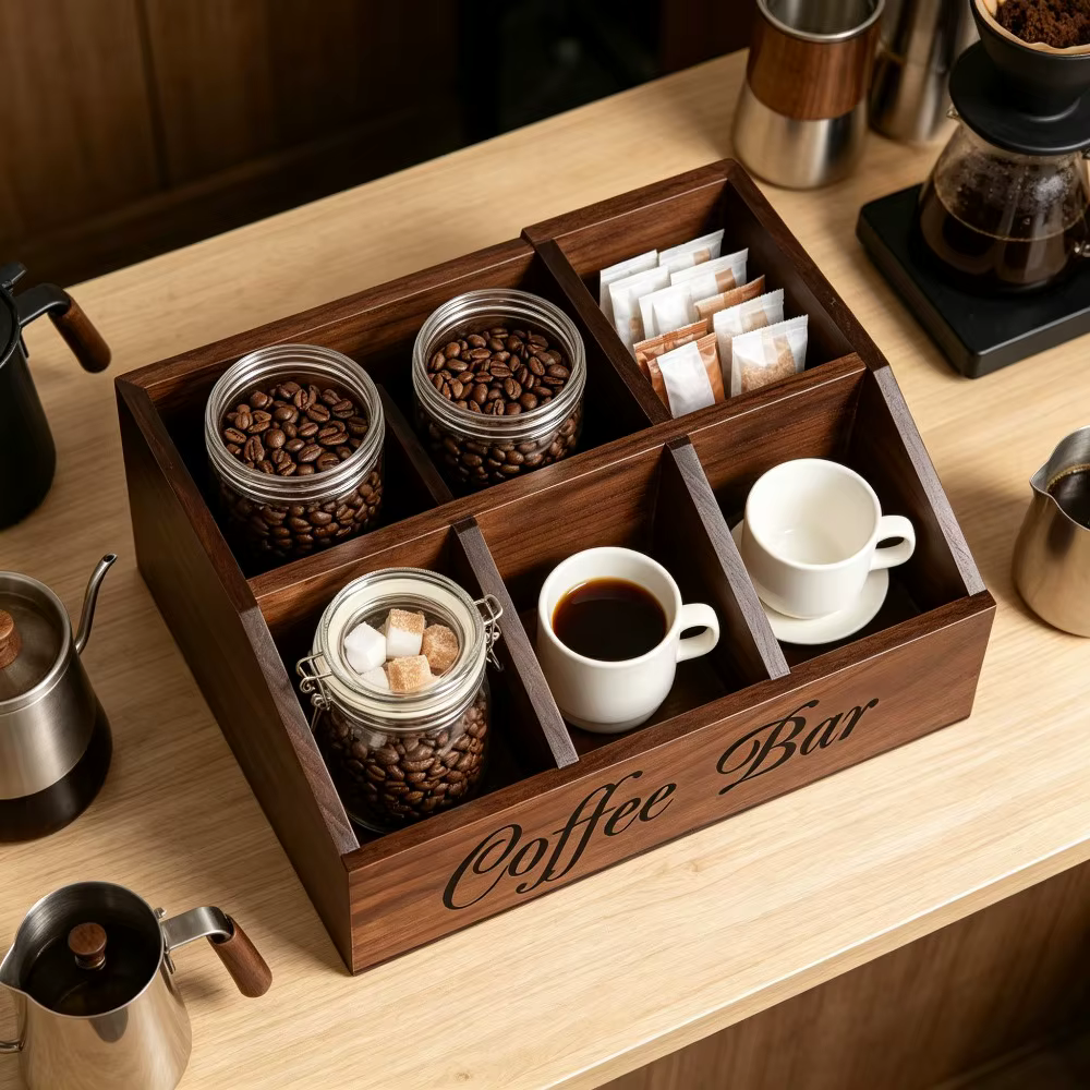 Organisateur de bar à café en bois