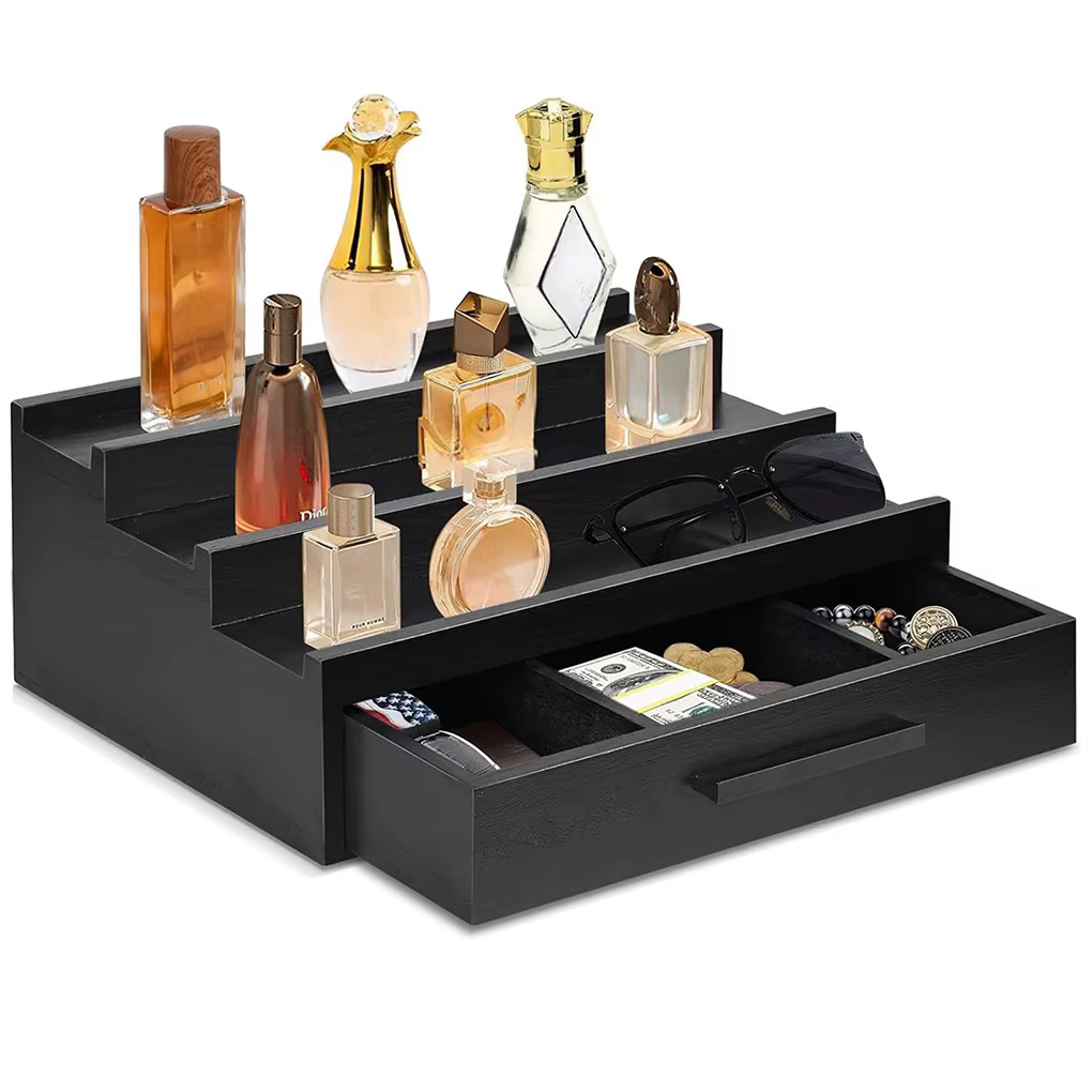 Nouveau porte-parfum organisateur support de parfum trois couches porte-parfum affichage de parfum organisateur de parfum noir avec tiroirs