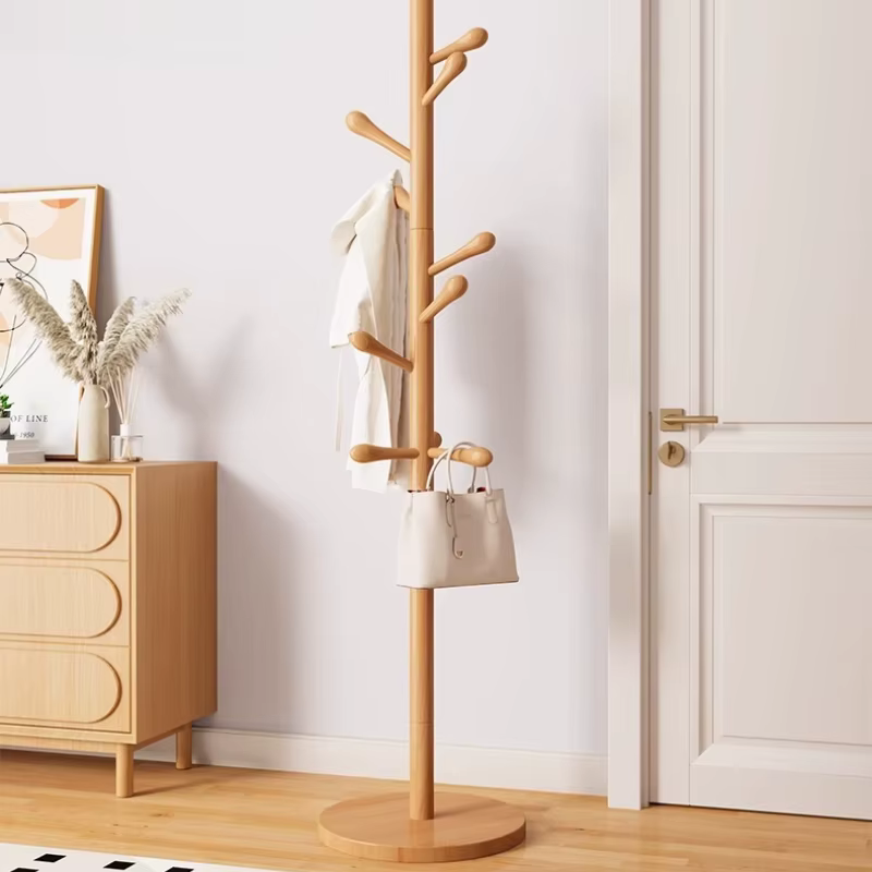 Porte-manteau sur pied porte-vêtements en bois