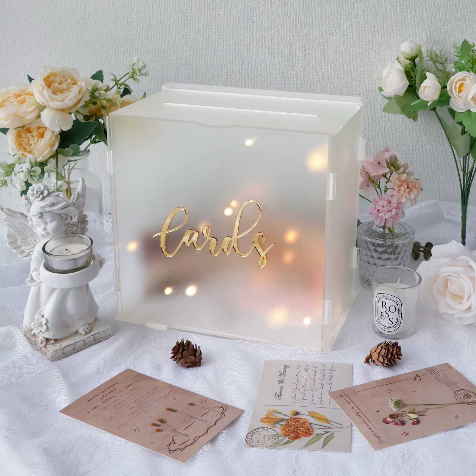 Boîte à cartes de mariage en acrylique