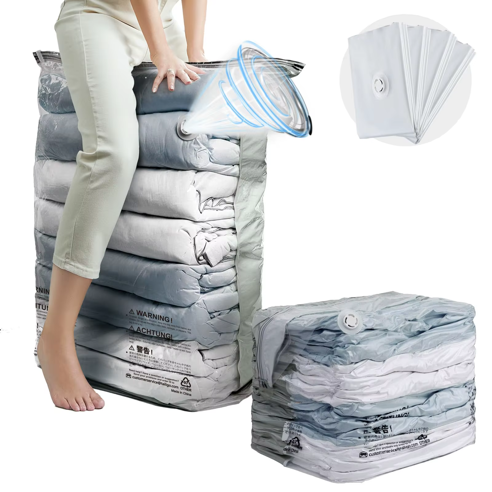 Sacs de rangement sous vide de voyage extra grands sans pompe