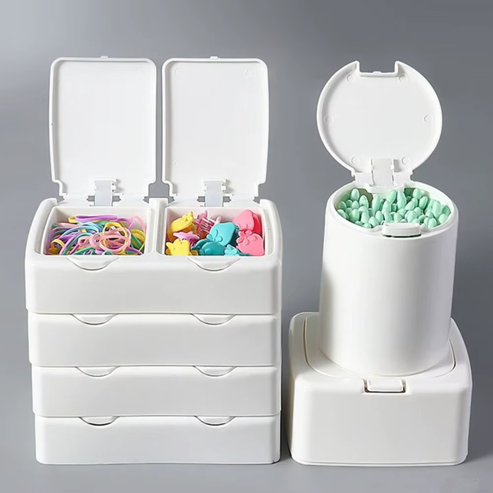 Boîte de rangement pour coton-tige avec fenêtre pop