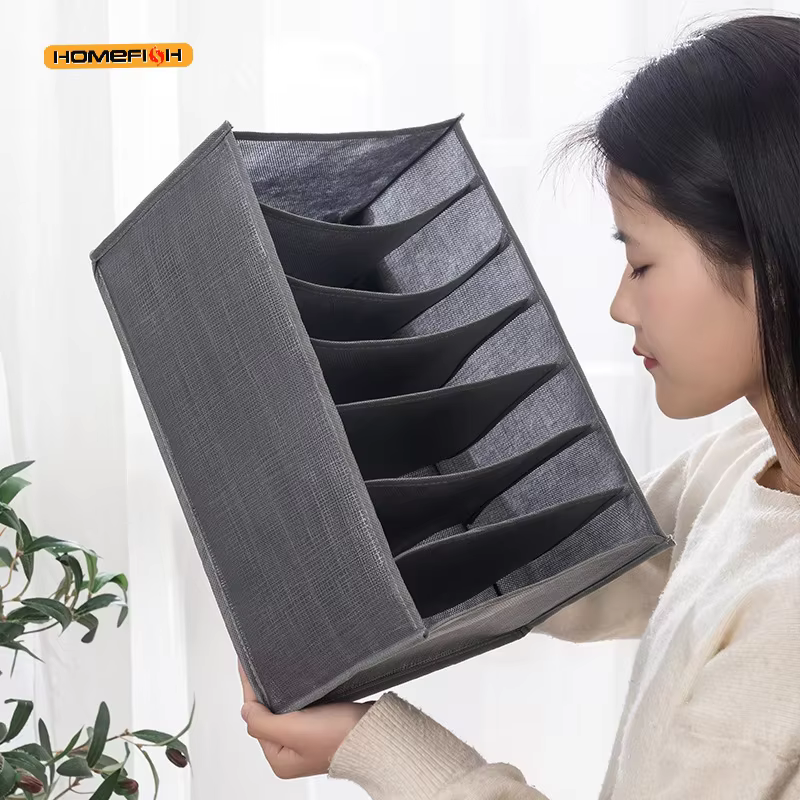 Boîte de rangement grise à 9 grilles